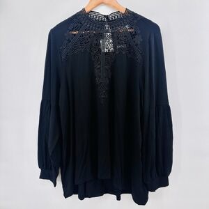 NWT Cupio Black Long Sleeve Lace Blouse Sz 2XL Whimsigoth Dark Romantic GG14